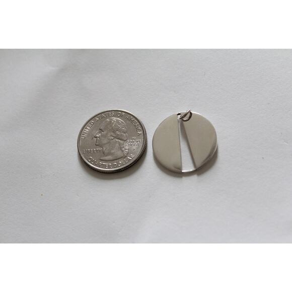 Sterling Silver Circle Pendant with Long Triangle Cutout - Picture 3 of 5